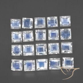 2.22캐럿 천연 푸르스름한 화이트 레인보우 문스톤 보석, 스퀘어, 2.9×2.9 mm, 투명한