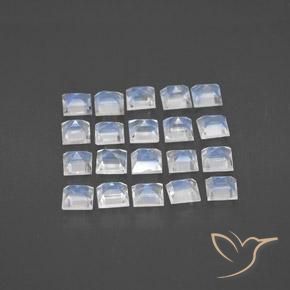 2.22캐럿 천연 푸르스름한 화이트 레인보우 문스톤 보석, 스퀘어, 2.9×2.9 mm, 투명한