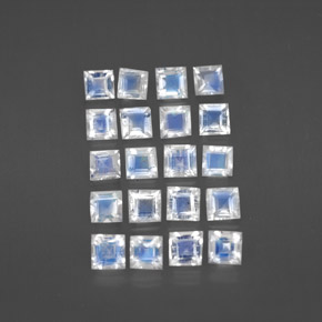캐럿 천연 블루 화이트 레인보우 문스톤 보석, 스퀘어, 3×3 mm, 투명한