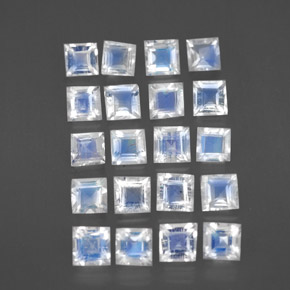 캐럿 천연 블루 화이트 레인보우 문스톤 보석, 스퀘어, 3×3 mm, 투명한