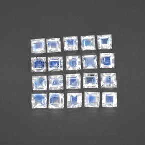 캐럿 천연 블루 화이트 레인보우 문스톤 보석, 스퀘어, 3.1×3.1 mm, 투명한
