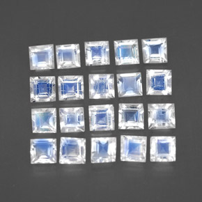 캐럿 천연 블루 화이트 레인보우 문스톤 보석, 스퀘어, 3.1×3.1 mm, 투명한