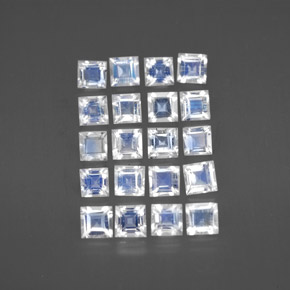 캐럿 천연 블루 화이트 레인보우 문스톤 보석, 스퀘어, 3×3 mm, 투명한