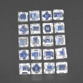 캐럿 천연 블루 화이트 레인보우 문스톤 보석, 스퀘어, 3×3 mm, 투명한