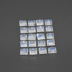 캐럿 천연 블루 화이트 레인보우 문스톤 보석, 스퀘어, 3×3 mm, 투명한