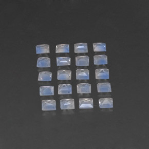 2.13캐럿 천연 블루 화이트 레인보우 문스톤 보석, 스퀘어, 3×3 mm, 투명한