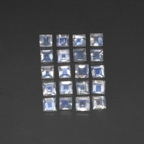 캐럿 천연 블루 화이트 레인보우 문스톤 보석, 스퀘어, 3.1×3 mm, 투명한