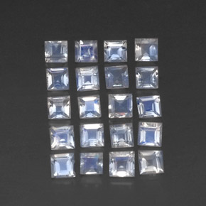 캐럿 천연 블루 화이트 레인보우 문스톤 보석, 스퀘어, 3.1×3 mm, 투명한
