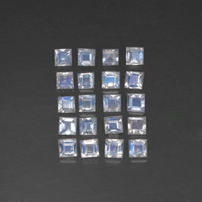 2.11캐럿 천연 블루 화이트 레인보우 문스톤 보석, 스퀘어, 2.9×2.8 mm, 투명한
