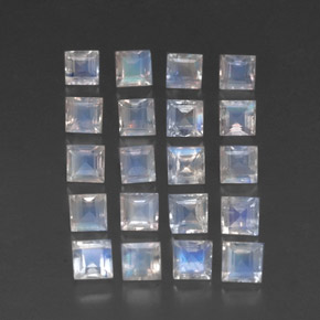 3.80캐럿 천연 푸르스름한 화이트 레인보우 문스톤 보석, 스퀘어, 3.1×3.1 mm, 투명한