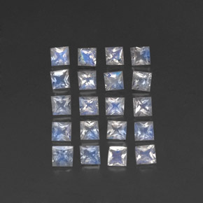 캐럿 천연 블루 화이트 레인보우 문스톤 보석, 스퀘어, 3.1×3 mm, 투명한