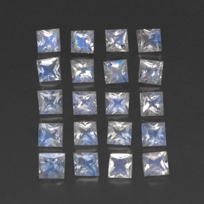 캐럿 천연 블루 화이트 레인보우 문스톤 보석, 스퀘어, 3.1×3 mm, 투명한