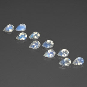 캐럿 천연 블루 화이트 레인보우 문스톤 보석, 배 모양, 5.9×4 mm, 투명한