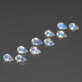 캐럿 천연 블루 화이트 레인보우 문스톤 보석, 배 모양, 5.9×4 mm, 투명한