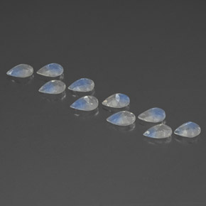 캐럿 천연 블루 화이트 레인보우 문스톤 보석, 배 모양, 5.9×4 mm, 투명한