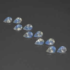 캐럿 천연 블루 화이트 레인보우 문스톤 보석, 배 모양, 6×4 mm, 투명한