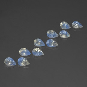 캐럿 천연 블루 화이트 레인보우 문스톤 보석, 배 모양, 6×4 mm, 투명한