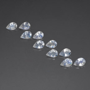 캐럿 천연 블루 화이트 레인보우 문스톤 보석, 배 모양, 6×4.1 mm, 투명한