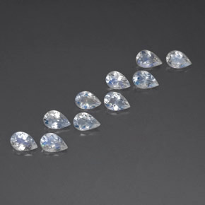 캐럿 천연 블루 화이트 레인보우 문스톤 보석, 배 모양, 6×4.1 mm, 투명한