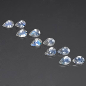 캐럿 천연 블루 화이트 레인보우 문스톤 보석, 배 모양, 6×4 mm, 투명한