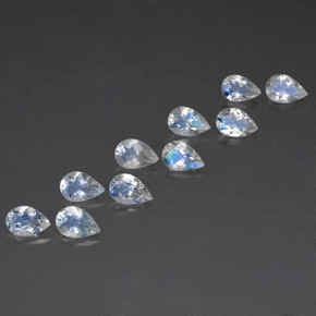 캐럿 천연 블루 화이트 레인보우 문스톤 보석, 배 모양, 6×4 mm, 투명한