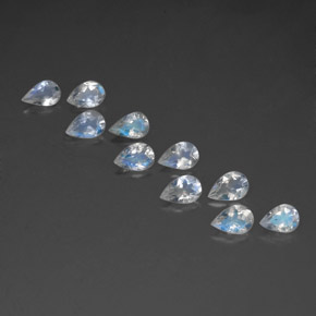 캐럿 천연 블루 화이트 레인보우 문스톤 보석, 배 모양, 6×4 mm, 투명한
