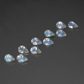 캐럿 천연 블루 화이트 레인보우 문스톤 보석, 배 모양, 6×4 mm, 투명한