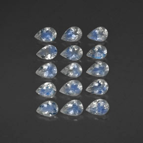 캐럿 천연 블루 화이트 레인보우 문스톤 보석, 배 모양, 6×4.1 mm, 투명한