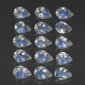 캐럿 천연 블루 화이트 레인보우 문스톤 보석, 배 모양, 6×4.1 mm, 투명한