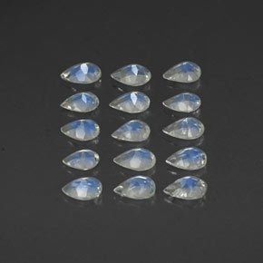캐럿 천연 블루 화이트 레인보우 문스톤 보석, 배 모양, 6×4.1 mm, 투명한