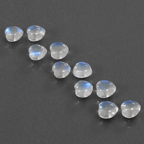 캐럿 천연 블루 화이트 레인보우 문스톤 보석, 하트 모양, 4.1×3.9 mm, 투명한