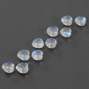 캐럿 천연 블루 화이트 레인보우 문스톤 보석, 하트 모양, 4.1×3.9 mm, 투명한
