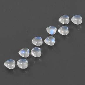 캐럿 천연 블루 화이트 레인보우 문스톤 보석, 하트 모양, 4.1×4 mm, 투명한