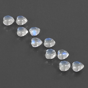 캐럿 천연 블루 화이트 레인보우 문스톤 보석, 하트 모양, 4.1×4 mm, 투명한