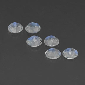 캐럿 천연 블루 화이트 레인보우 문스톤 보석, 라운드 컷, 4.95 mm, 투명한