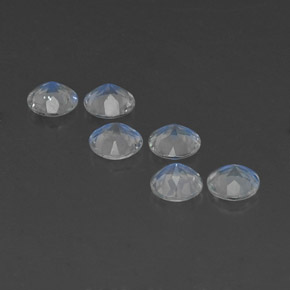 캐럿 천연 블루 화이트 레인보우 문스톤 보석, 라운드 컷, 4.94 mm, 투명한
