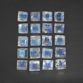 2.88캐럿 천연 푸르스름한 화이트 레인보우 문스톤 보석, 스퀘어, 3×2.9 mm, 투명한