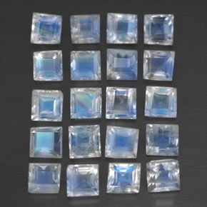 2.88캐럿 천연 푸르스름한 화이트 레인보우 문스톤 보석, 스퀘어, 3×2.9 mm, 투명한
