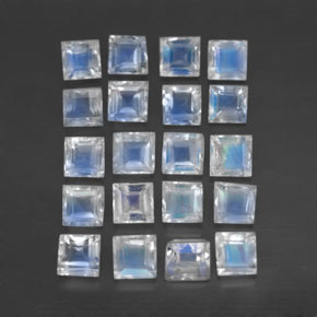 3.30캐럿 천연 화이트 블루 레인보우 문스톤 보석, 스퀘어, 3.1×3 mm, 투명한