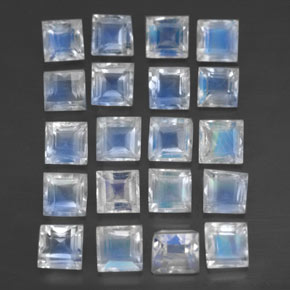 3.30캐럿 천연 화이트 블루 레인보우 문스톤 보석, 스퀘어, 3.1×3 mm, 투명한