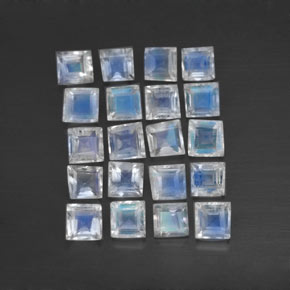 2.61캐럿 천연 푸르스름한 화이트 레인보우 문스톤 보석, 스퀘어, 3×2.9 mm, 투명한