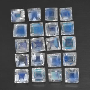 2.61캐럿 천연 푸르스름한 화이트 레인보우 문스톤 보석, 스퀘어, 3×2.9 mm, 투명한
