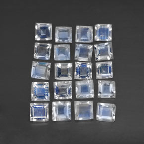캐럿 천연 블루 화이트 레인보우 문스톤 보석, 스퀘어, 3×3 mm, 투명한