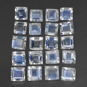 캐럿 천연 블루 화이트 레인보우 문스톤 보석, 스퀘어, 3×3 mm, 투명한