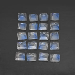캐럿 천연 블루 화이트 레인보우 문스톤 보석, 스퀘어, 3×3 mm, 투명한