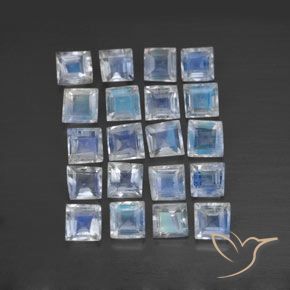 2.48캐럿 천연 푸르스름한 흰색 레인보우 문스톤 보석, 정사각형, 투명한