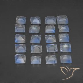 2.48캐럿 천연 푸르스름한 흰색 레인보우 문스톤 보석, 정사각형, 투명한