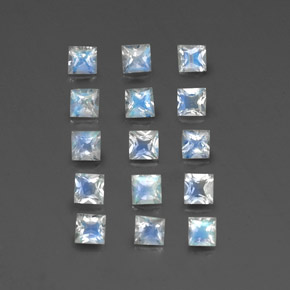 캐럿 천연 블루 화이트 레인보우 문스톤 보석, 스퀘어, 3.1×3.1 mm, 투명한