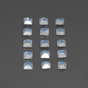 캐럿 천연 블루 화이트 레인보우 문스톤 보석, 스퀘어, 3.1×3.1 mm, 투명한