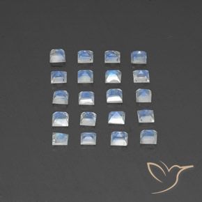 2.85캐럿 천연 푸르스름한 흰색 레인보우 문스톤 보석, 정사각형, 투명한